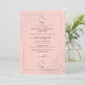 Roze Zilveren Glitter Confetti Corners Bat Mitzvah Kaart (Staand voorkant)