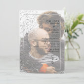 Roze Zilveren Glitter Confetti Side Foto Bruiloft Kaart (Staand voorkant)