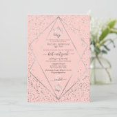 Roze Zilveren Glitter Confetti Terrarium Bat Mitzv Kaart (Staand voorkant)