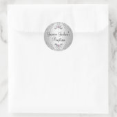 Roze & Zilveren Glitter Doop Sticker (Tas)