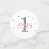 Roze & Zilveren Glitter EEN 1e Verjaardagsfeest Confetti (Kleine voorkant)