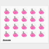 Roze & Zilveren Glitter Glam Dress Vrijgezellenfee Ronde Sticker (Vel)
