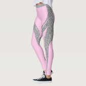 Roze Zilveren Glitter Hart Butt Activewear Leggings (Links)