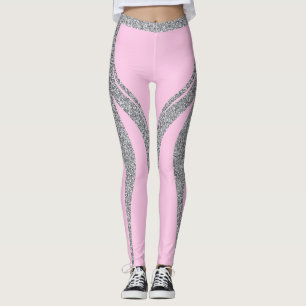 Roze Zilveren Glitter Hart Butt Activewear Leggings