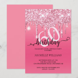 Roze Zilveren Glitter Kalligrafie Verjaardag Kaart