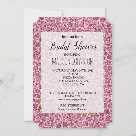 roze zilveren glitter luipaard kaart (Voorkant)