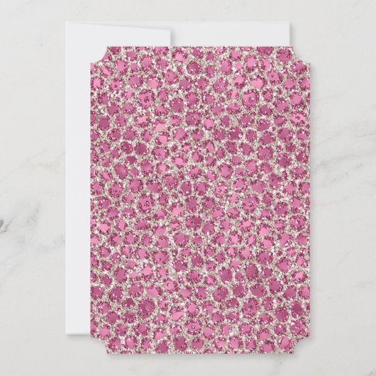 roze zilveren glitter luipaard kaart (Achterkant)