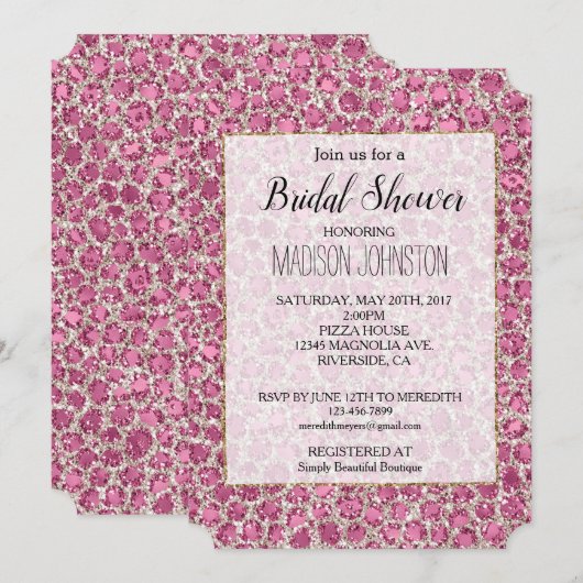 roze zilveren glitter luipaard kaart (Voorkant / Achterkant)