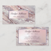 Roze zilveren glitter marmer visitekaartje (Voorkant / Achterkant)