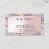Roze zilveren glitter marmer visitekaartje (Achterkant)