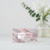 Roze zilveren glitter marmer visitekaartje (Staand voorkant)