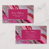 Roze Zilveren Glitter Marmeren Bruiloft Planner Visitekaartje (Voorkant / Achterkant)