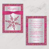 Roze, zilveren glitter sneeuwvlok behuizing Kaart (Voorkant / Achterkant)