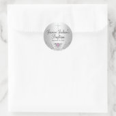 Roze & Zilveren Glitter Steen Doop Sticker (Tas)