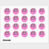 Roze & Zilveren Glitter Vijftien 15 Party Favor Ronde Sticker (Vel)
