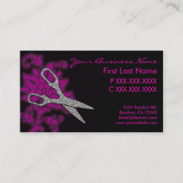 Roze zilveren glitter werveling haar gesneden visi visitekaartje