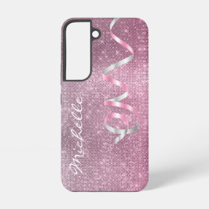 Roze Zilveren Glitterlint Glamour Samsung Galaxy Hoesje