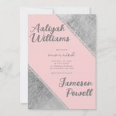 Roze zilveren glitterscript kalligrafie bruiloft kaart (Voorkant)