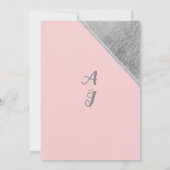 Roze zilveren glitterscript kalligrafie bruiloft kaart (Achterkant)