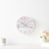 Roze, zilveren gloeiende Twinkle Little Star Ronde Klok (Huis)