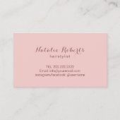 Roze Zilveren Haar Stylist Schaar Bloem Typografie Visitekaartje (Achterkant)