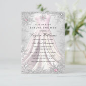 Roze Zilveren Juweel Snowflake Vrijgezellenfeest J RSVP Kaartje (Staand voorkant)