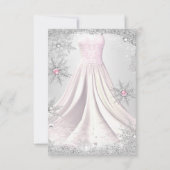 Roze Zilveren Juweel Snowflake Vrijgezellenfeest J RSVP Kaartje (Achterkant)