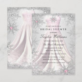 Roze Zilveren Juweel Snowflake Vrijgezellenfeest J RSVP Kaartje (Voorkant / Achterkant)