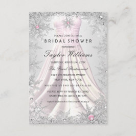 Roze Zilveren Juwelen Sneeuwvlok Bruiloft Feestjur RSVP Kaartje