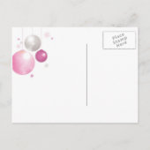Roze, zilveren kerstballen Dinner Party Uitnodiging Briefkaart (Achterkant)