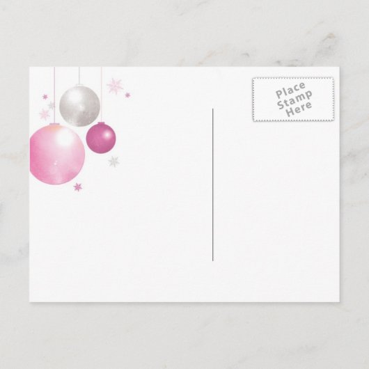 Roze, zilveren kerstballen Dinner Party Uitnodiging Briefkaart (Achterkant)