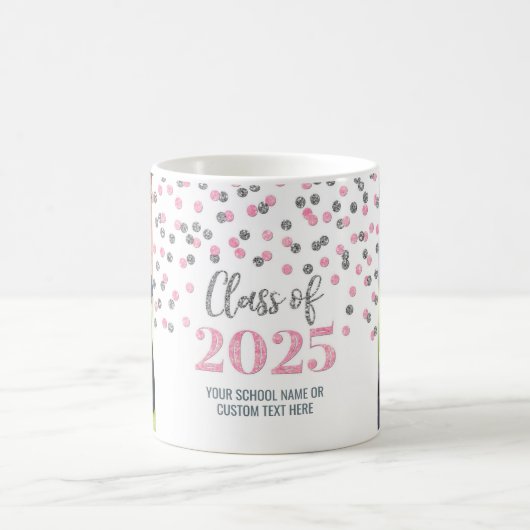 Roze Zilveren Klasse van 2025 Koffie Mok (Center)