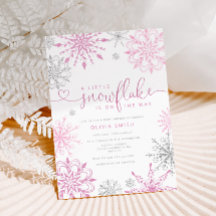 Roze zilveren kleine sneeuwvlok meisje baby shower