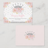 Roze Zilveren Kroon Prinses Baby Meisje Luier Raff Informatiekaartje (Voorkant / Achterkant)