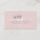 Roze zilveren kroon visitekaartje (Voorkant)