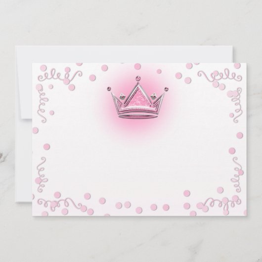 Roze & Zilveren Kroonpartij Confetti Uitnodiging (Achterkant)