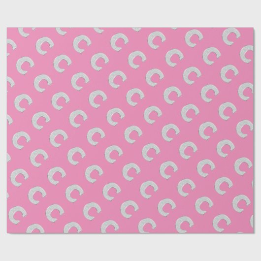 Roze zilveren letter C Cadeaupapier (Vlak)