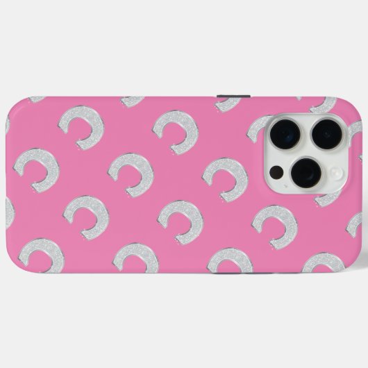 Roze zilveren letter C Case-Mate iPhone Case (Achterkant (horizontaal))