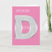 Roze Zilveren Letter D Kaart (Voorkant)