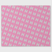 Roze zilveren letter H Cadeaupapier (Vlak)