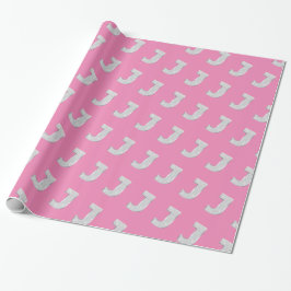 Roze zilveren letter J Cadeaupapier