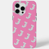 Roze zilveren letter J Case-Mate iPhone Case (Achterkant)