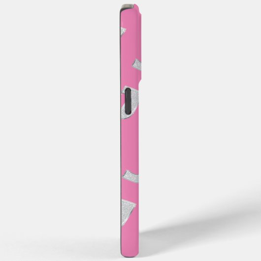 Roze zilveren letter J Case-Mate iPhone Case (Achterkant / Rechts)