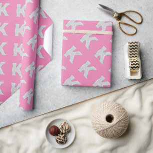 Roze zilveren letter K Cadeaupapier