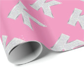 Roze zilveren letter K Cadeaupapier (Rol Hoek)