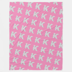 Roze zilveren letter K Fleece Deken