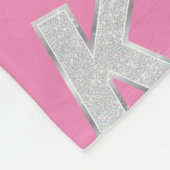 Roze zilveren letter K Fleece Deken (Hoek)