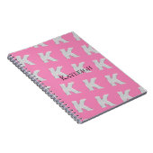 Roze Zilveren Letter K Notitieboek (Rechterzijde)