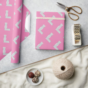 Roze zilveren letter L Cadeaupapier