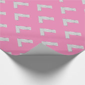 Roze zilveren letter L Cadeaupapier (Hoek)